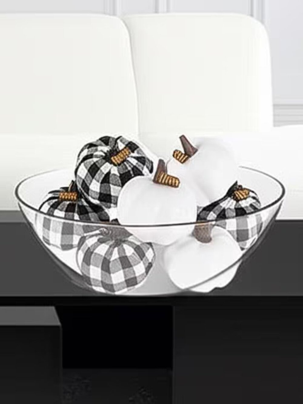 8 Black And White Buffalo Check Pumpkins Fall Autumn Home Craft DIY Project